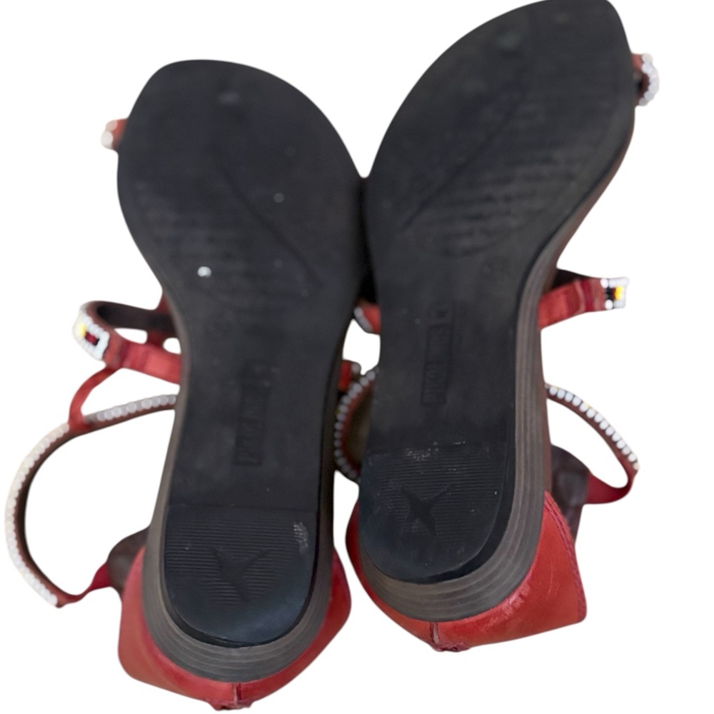 Pikolinos Alcudia Red beaded leather sandals 39/8 - Picture 7 of 10